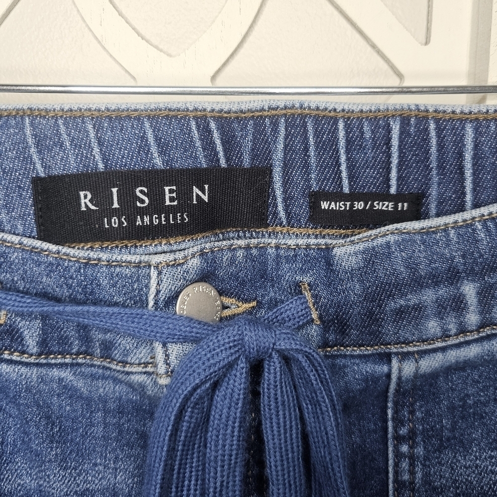 Risen Los Angeles Denim Utility Chore Jogger Soft Stretchy Tie Fronts Jeans - Picture 9 of 12